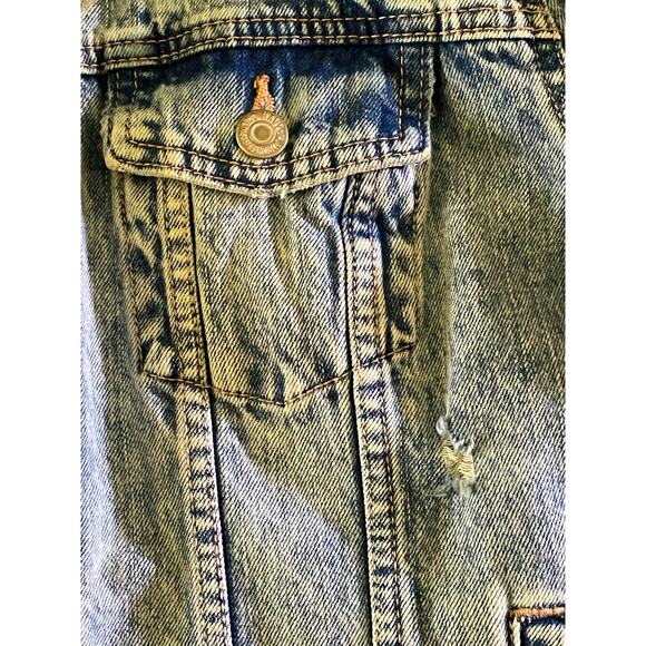 Old Navy Distressed Denim 100% Cotton Jean Jacket Medium - Picture 9 of 13